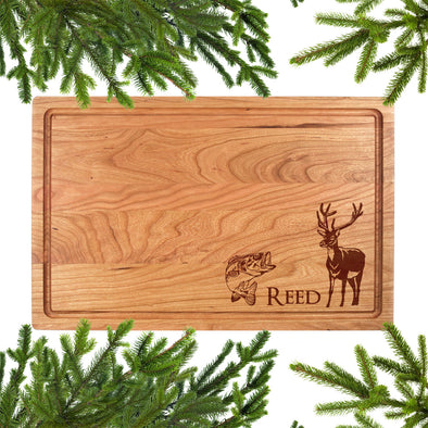 Largemouth Bass and Deer Personalized Cutting Board