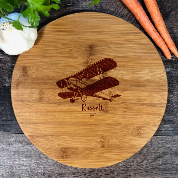 Biplane Board. Airplaine Cutting Board. Custom Wood Board. M51