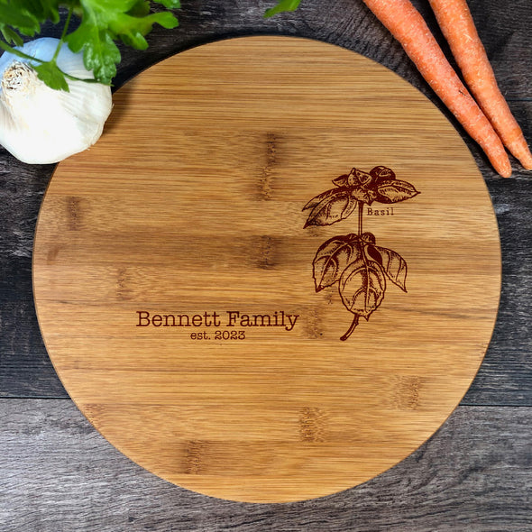 Basil Custom Cutting Board. Herbs. Personalized Board. M64