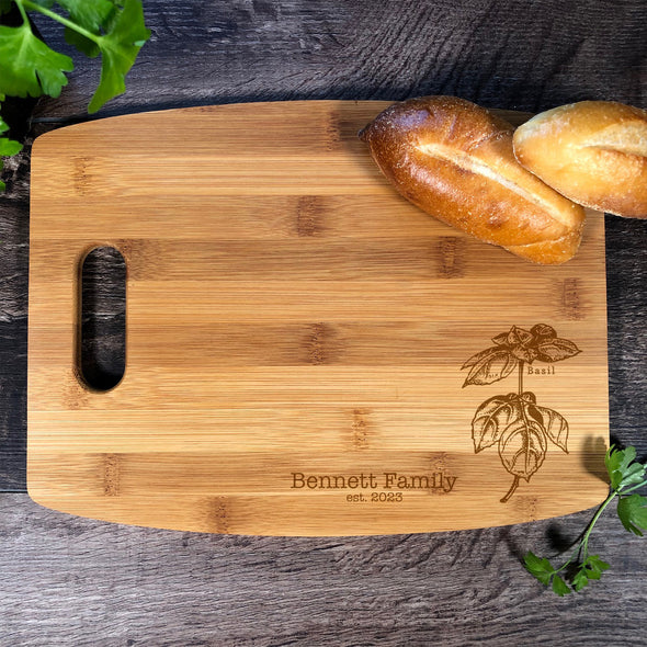 Basil Custom Cutting Board. Herbs. Personalized Board. M64