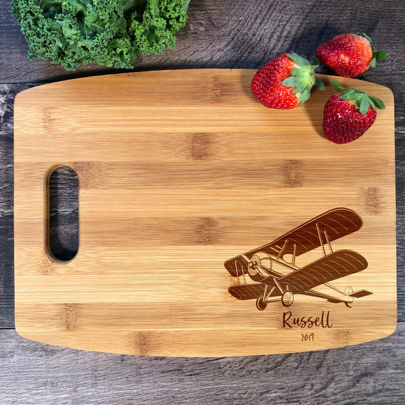 Biplane Board. Airplaine Cutting Board. Custom Wood Board. M51