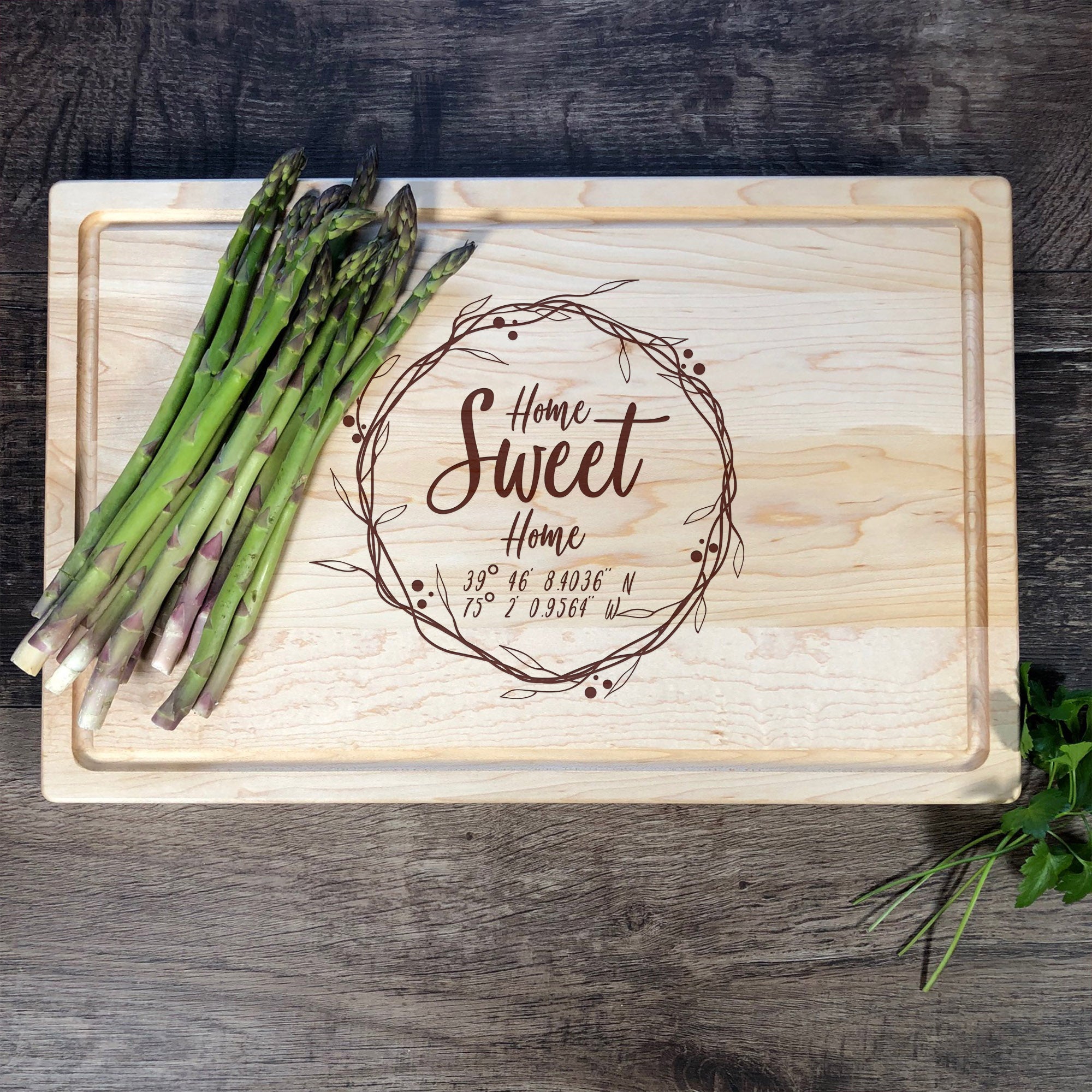 Home Coordinates Personalized Wood Cutting Board