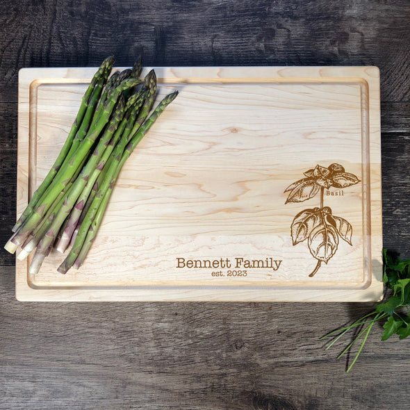 Basil Custom Cutting Board. Herbs. Personalized Board. M64