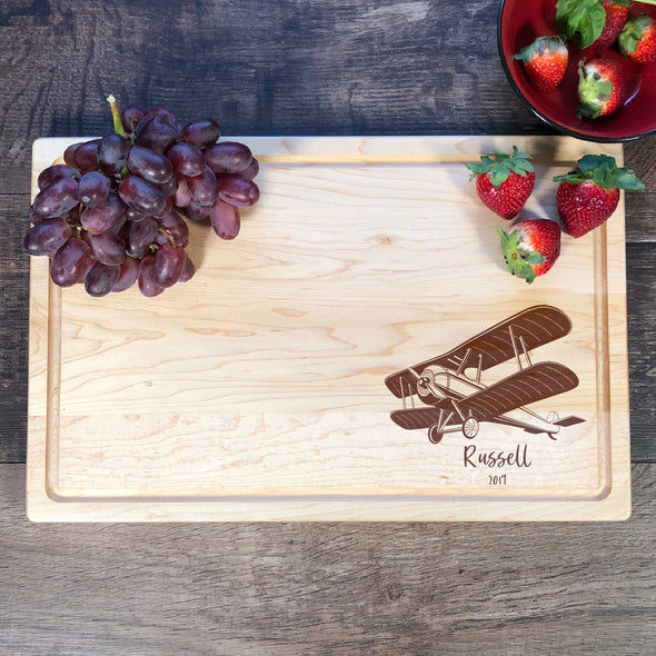 Biplane Board. Airplaine Cutting Board. Custom Wood Board. M51