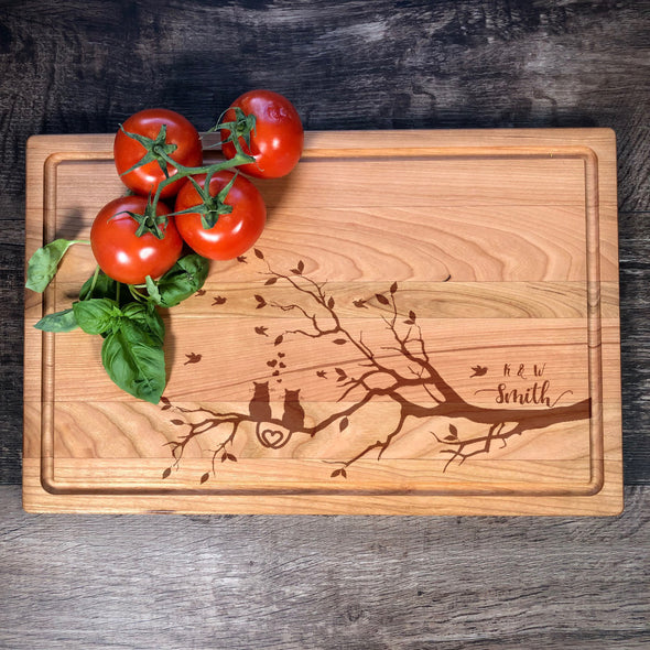 Love and Family Custom Cutting Board. Cats On A Branch. M10