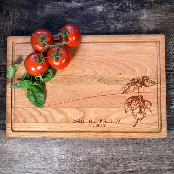 Basil Custom Cutting Board. Herbs. Personalized Board. M64