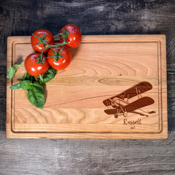 Biplane Board. Airplaine Cutting Board. Custom Wood Board. M51