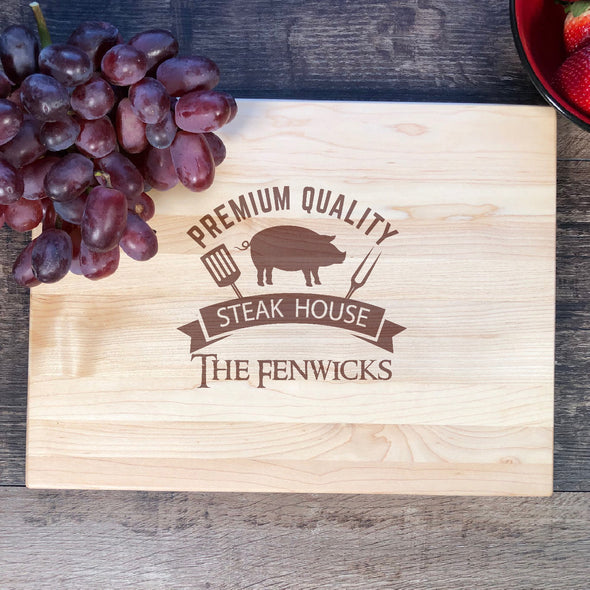 Premium Quality Steak House. Personalized Cutting Board. Customizable Gifts. M38