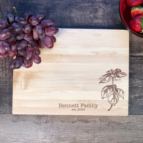 Basil Custom Cutting Board. Herbs. Personalized Board. M64