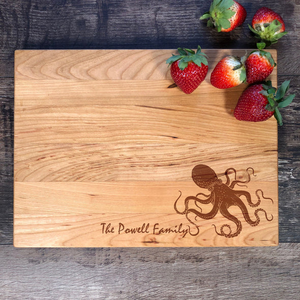 Custom Cutting Board. Octopus. Family Name Board. M43