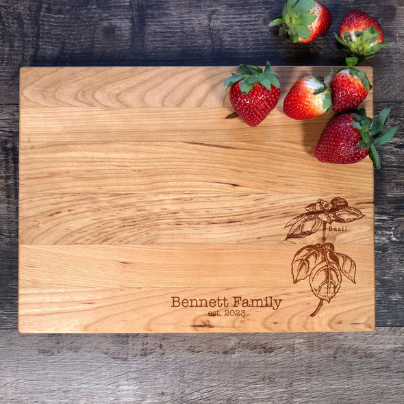 Basil Custom Cutting Board. Herbs. Personalized Board. M64