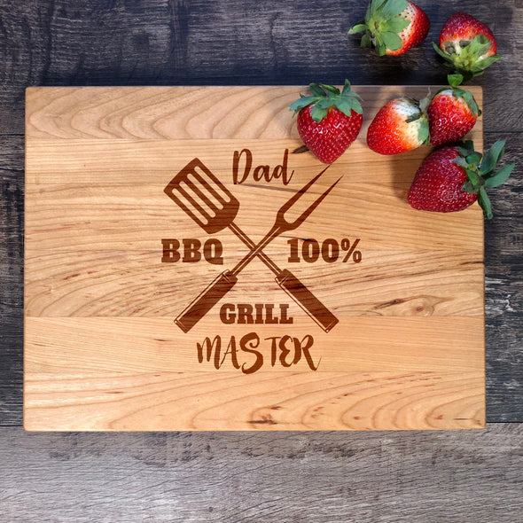 Grill Master. Engraved Cutting Board. Gift For Dad M36