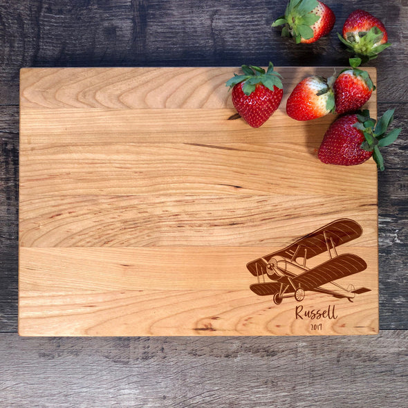 Biplane Board. Airplaine Cutting Board. Custom Wood Board. M51