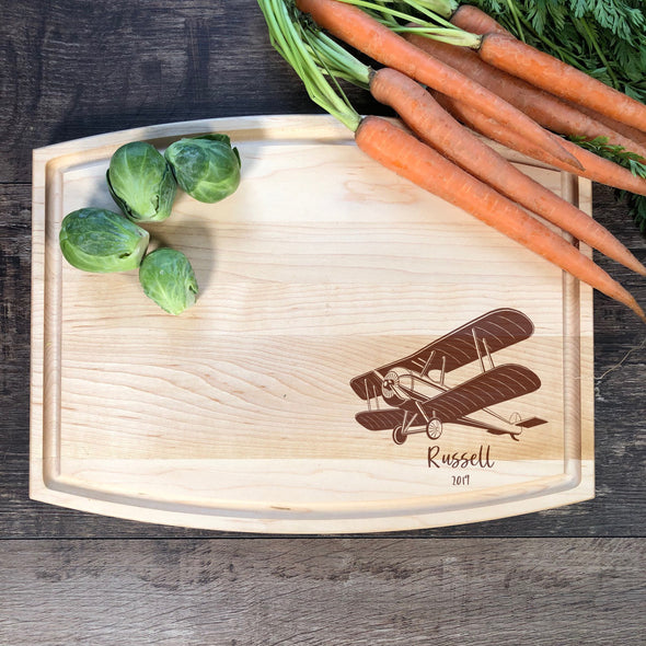 Biplane Board. Airplaine Cutting Board. Custom Wood Board. M51