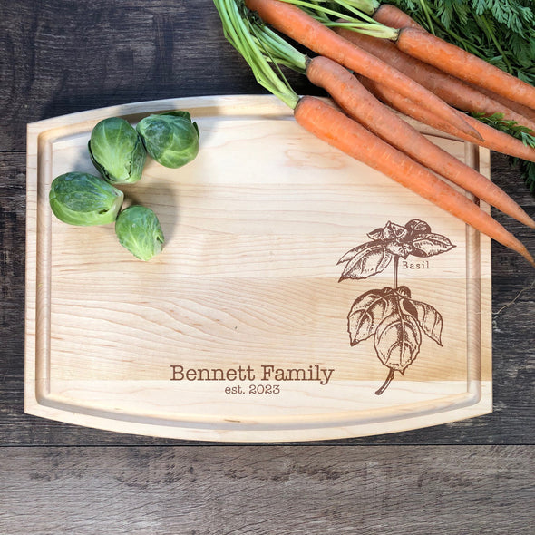 Basil Custom Cutting Board. Herbs. Personalized Board. M64