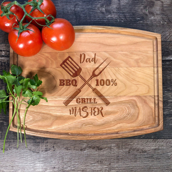 Grill Master. Engraved Cutting Board. Gift For Dad M36