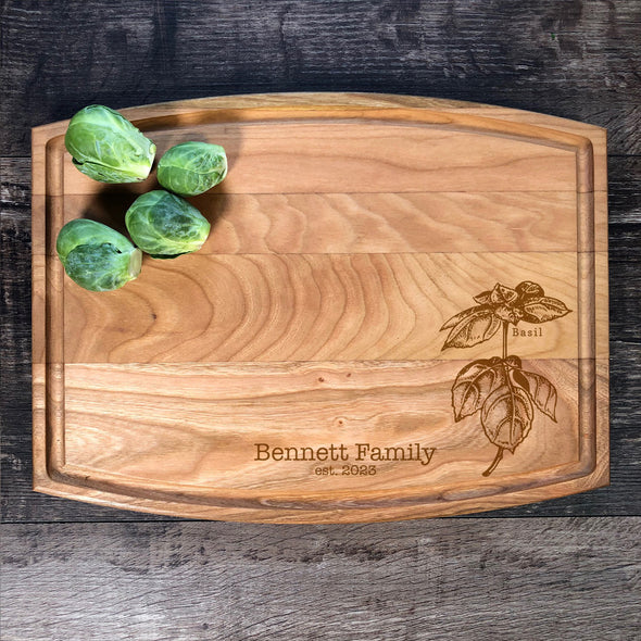 Basil Custom Cutting Board. Herbs. Personalized Board. M64