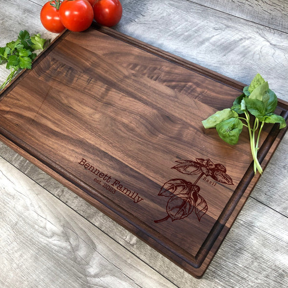 Basil Custom Cutting Board. Herbs. Personalized Board. M64