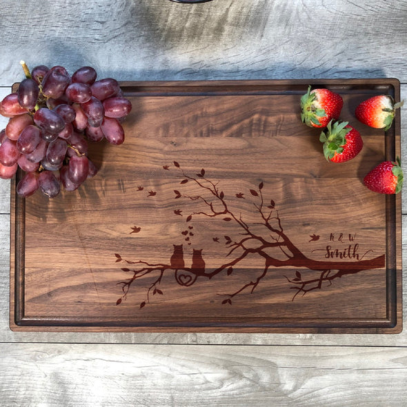 Love and Family Custom Cutting Board. Cats On A Branch. M10