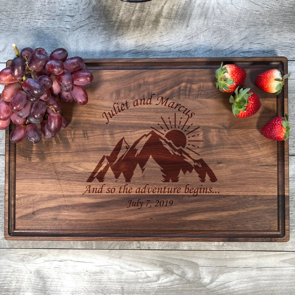 Custom Cutting Board. And So The Adventure Begins. Customized. Wedding Gift. M41