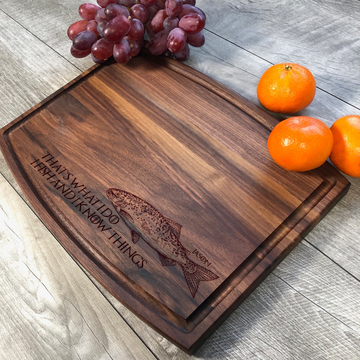 Fish Shaped-Daily Bread Wood Engraved Cutting Board Personalized