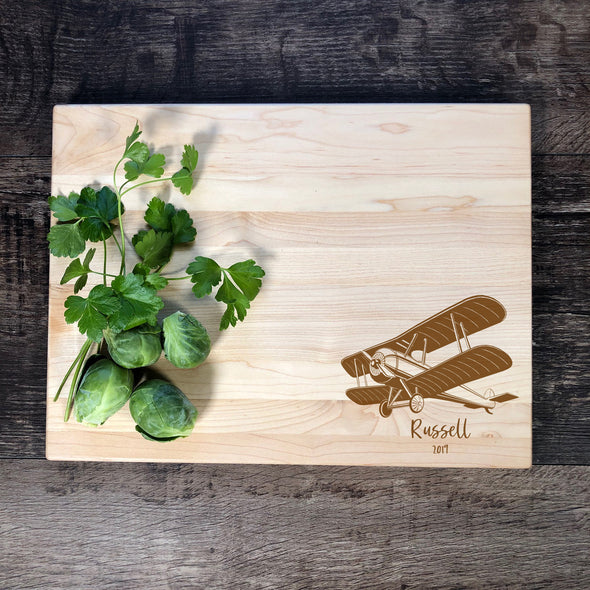 Biplane Board. Airplaine Cutting Board. Custom Wood Board. M51