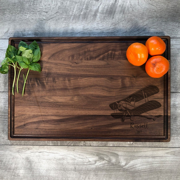 Biplane Board. Airplaine Cutting Board. Custom Wood Board. M51